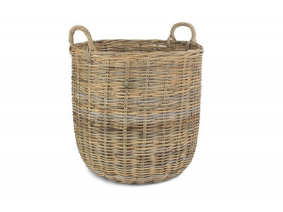 5060428556935 Large Tall Round Fireside Grey Rattan Log Basket RA010/2 Brambles Cookshop 1