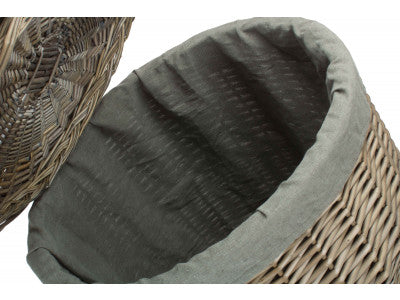 5056341806165 Large Antique Wash Round Laundry Basket With Grey Sage Lining H035GRY/2 Brambles Cookshop 5