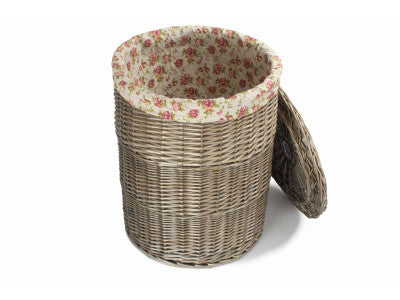 5060248647660 Large Antique Wash Round Laundry Basket With Garden Rose Lining H035R/2 Brambles Cookshop 2