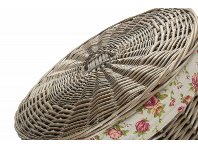 5060248647660 Large Antique Wash Round Laundry Basket With Garden Rose Lining H035R/2 Brambles Cookshop 4