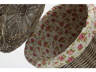 5060248647660 Large Antique Wash Round Laundry Basket With Garden Rose Lining H035R/2 Brambles Cookshop 5