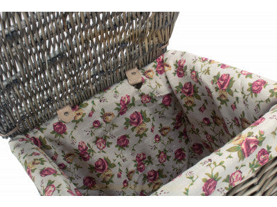 5060248647592 Small Square Laundry Basket With Garden Rose Lining H022R/1 Brambles Cookshop 5