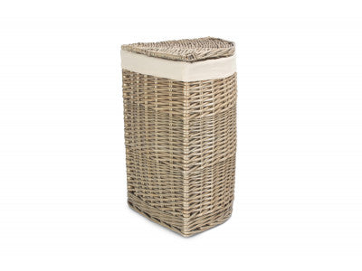 5060248645161 Small Antique Wash Corner Laundry Basket With White Lining H034W/1 Brambles Cookshop 1