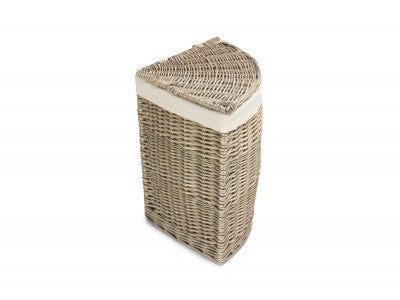 5060248645161 Small Antique Wash Corner Laundry Basket With White Lining H034W/1 Brambles Cookshop 2