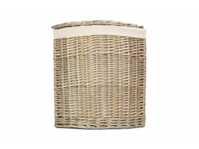 5060248645161 Small Antique Wash Corner Laundry Basket With White Lining H034W/1 Brambles Cookshop 4