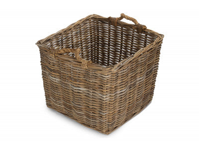 5060428557000 Large Square Grey Rattan Log Basket RA008/3 Brambles Cookshop 2