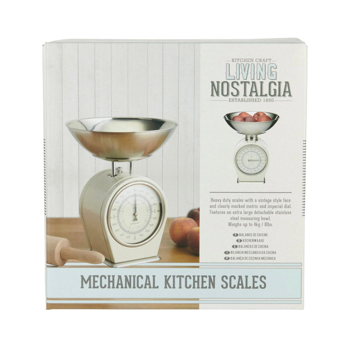 Living Nostalgia Vintage Style Mechanical Kitchen Scales - Cream