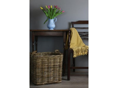 5060428556874 Medium Square Grey Rattan Log Basket RA008/2 Brambles Cookshop 5