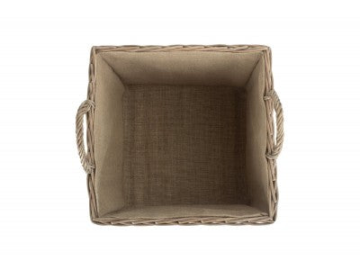 5060428557703 Large Square Lined Wicker Log / Storage Basket ST042 Brambles Cookshop 3
