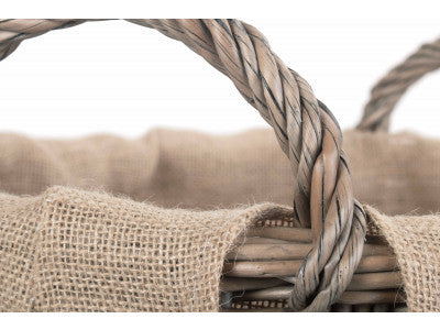 5056341800477 Round Hessian Lined Log Basket ST054 Brambles Cookshop 5