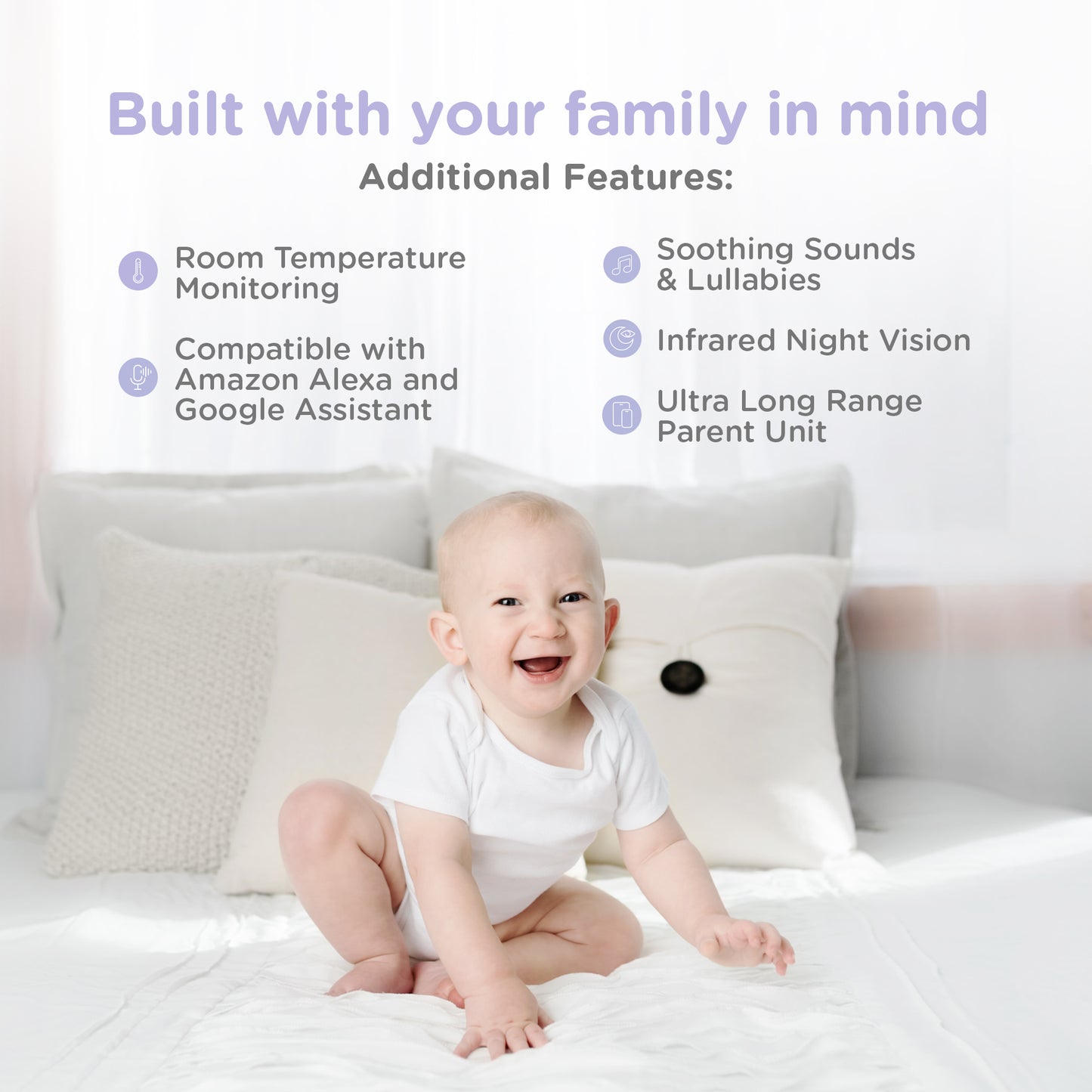5012786050273 HUBBLE Hubble Nursery Pal Glow+ 5 Video Baby Monitor White 5012786050273 Brambles Cookshop 7