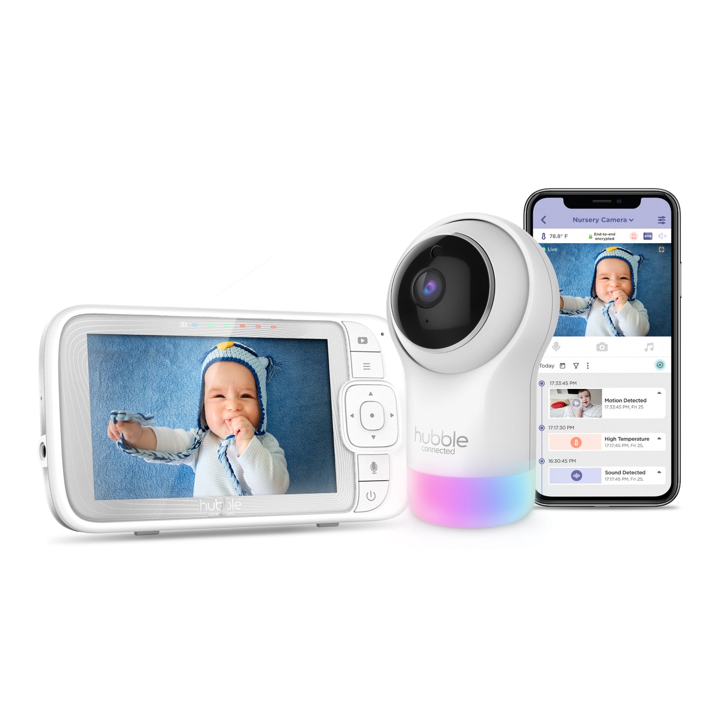 5012786050273 HUBBLE Hubble Nursery Pal Glow+ 5 Video Baby Monitor White 5012786050273 Brambles Cookshop 1