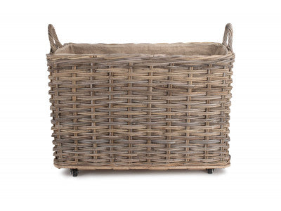 5056341801269 Large Wheeled Rattan Cordura Lined Log Basket RA035 Brambles Cookshop 2