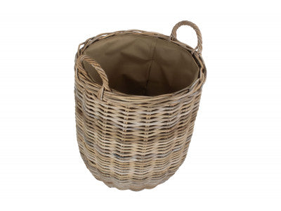 5056341801023 Medium Cordura Lined Tall Round Fireside Rattan Log Basket RA010L/1 Brambles Cookshop 2