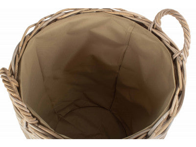5056341801023 Medium Cordura Lined Tall Round Fireside Rattan Log Basket RA010L/1 Brambles Cookshop 5