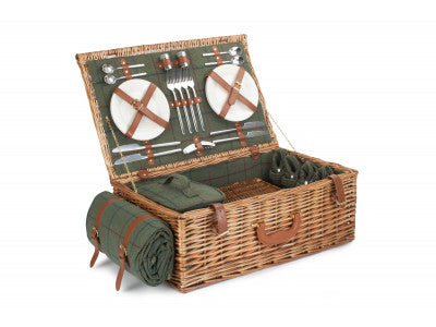 5056341802259 Deluxe Green Tweed 4 Person Hamper FH123 Brambles Cookshop 2