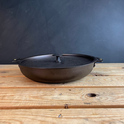 Netherton Foundry 11" (28cm) Chef's Prospector Casserole; spun iron, double handled, oven safe, with Lid