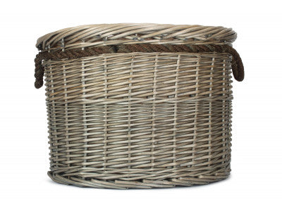 5060428551039 Extra Large Antique Wash Round Rope Handled Log Basket W049 Brambles Cookshop 3