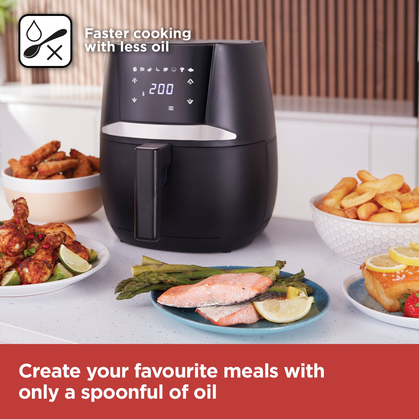 5056462360256 Black & Decker 4.3L Digital Air Fryer Black BXAF17092GB Brambles Cookshop 3