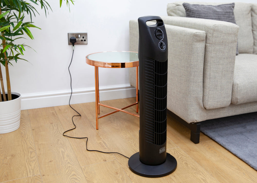 5056032960497 Black & Decker 30 Inch Tower Fan with 2 Hour Timer in Black BXFT50002GB Brambles Cookshop 12