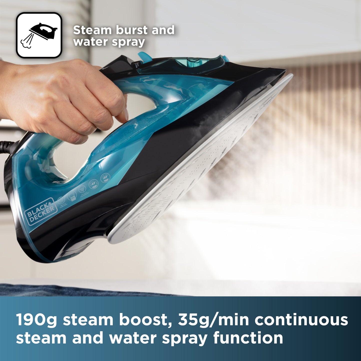5056032985926 Black & Decker 2800W Steam Iron BXIR22002GB Brambles Cookshop 4