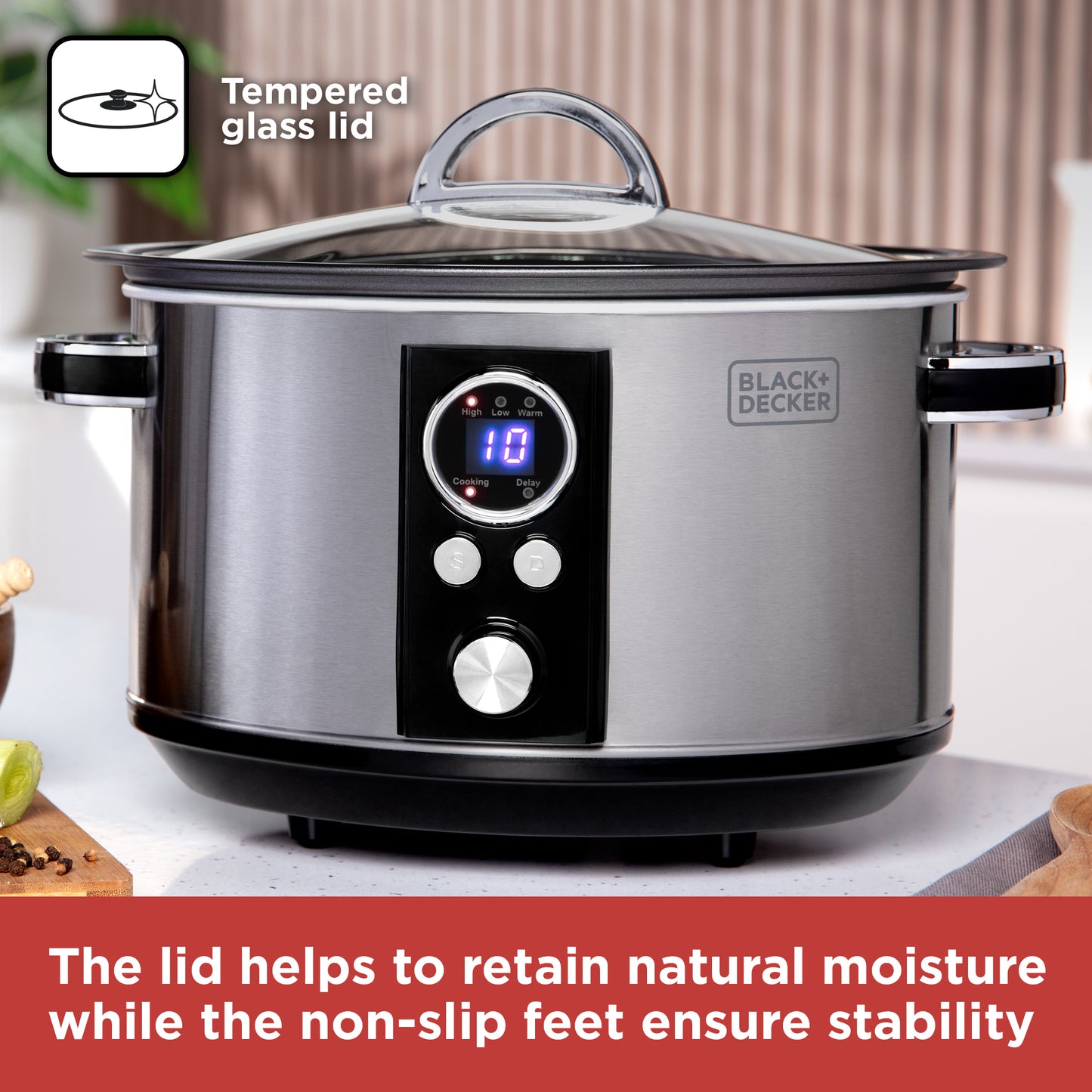 5056462310152 Black & Decker 6.5 Litre Digital Slow Cooker BXSC16045GB Brambles Cookshop 6