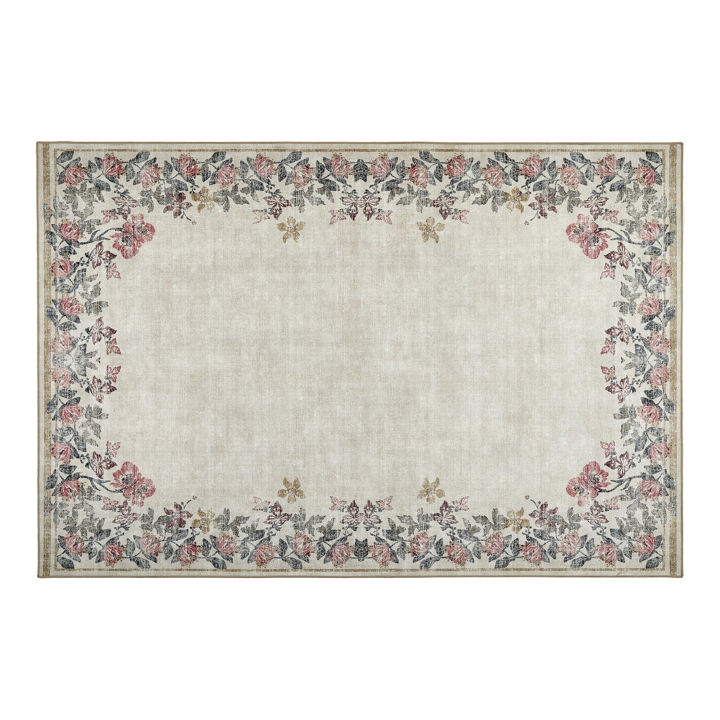 5026134621671 PT621671 Hug Rug Eco-Washable Botanical Border 120X185cm