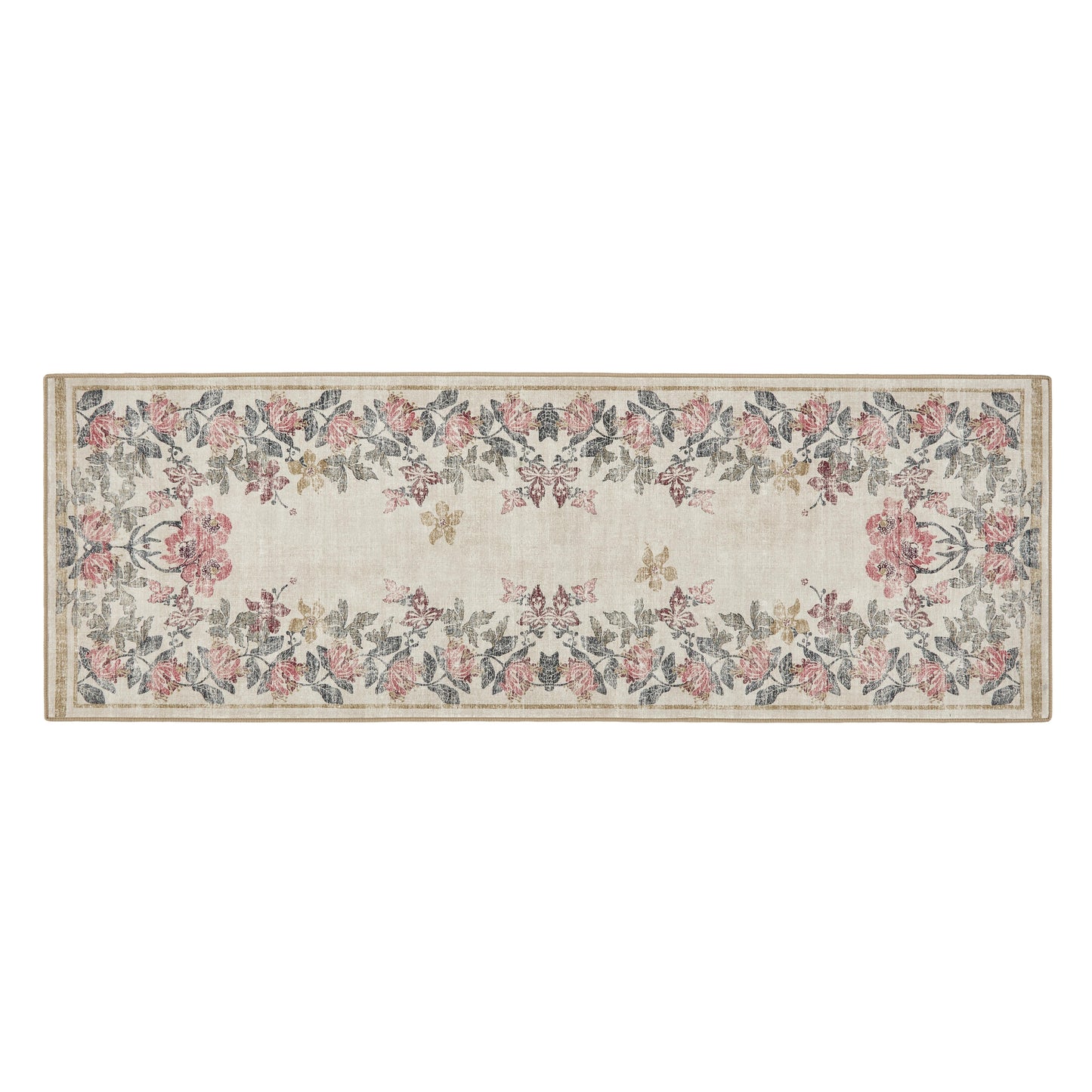 5026134621701 PT621701 Hug Rug Eco-Washable Botanical Border 75X220cm