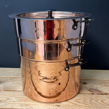 Netherton Foundry Copper steamer: 9” (23cm) copper stockpot and two steamer baskets NFS-417