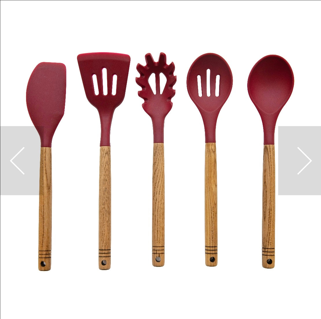 Babary & Oak Foundry 5 Piece Utensil Set - Bordeaux Red