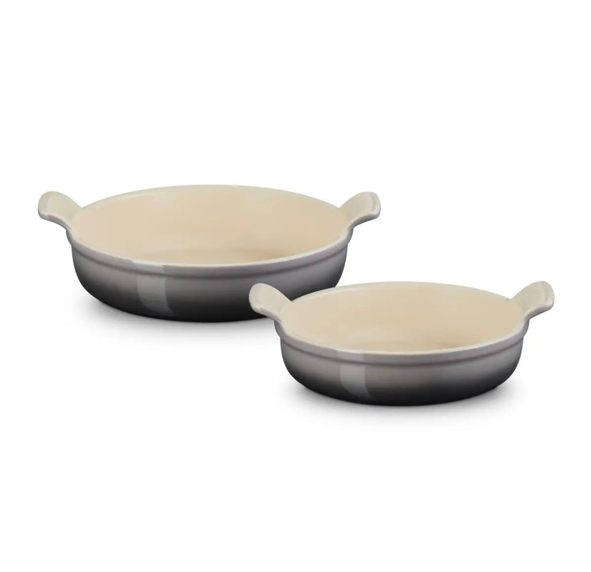 Le Creuset Stoneware Set Of 2 Heritage Round Baking Dishes Flint Brambles Cookshop