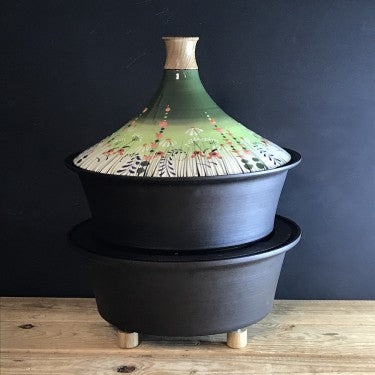 Netherton Foundry Spun Iron Outdoor Hob with Meadow Flower Green tagine by Rachel Frost NFS-107GHTMFG