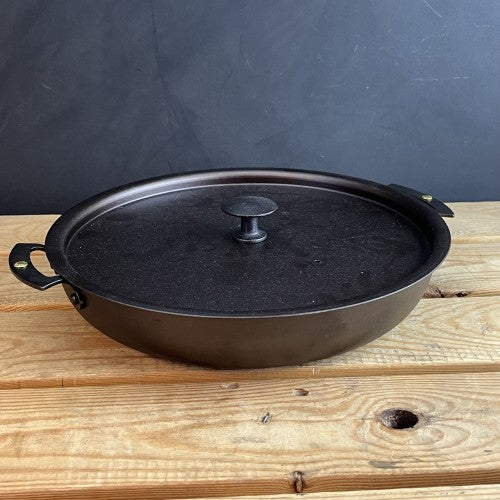 Netherton Foundry 11" (28cm) Chef's Prospector Casserole; spun iron, double handled, oven safe, with Lid