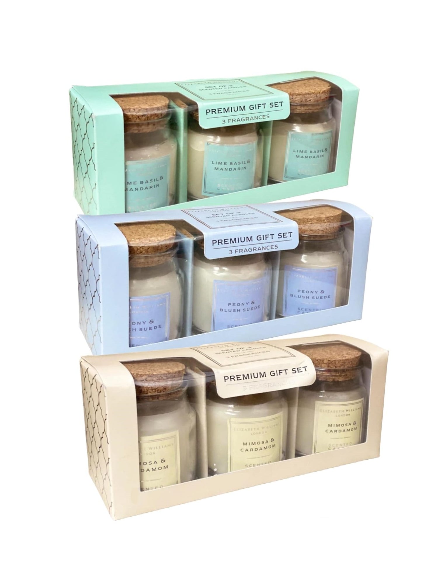 5024418361701 Elizabeth Williams Six Sets of Trio Candle Gift Box brambles cookshop 590