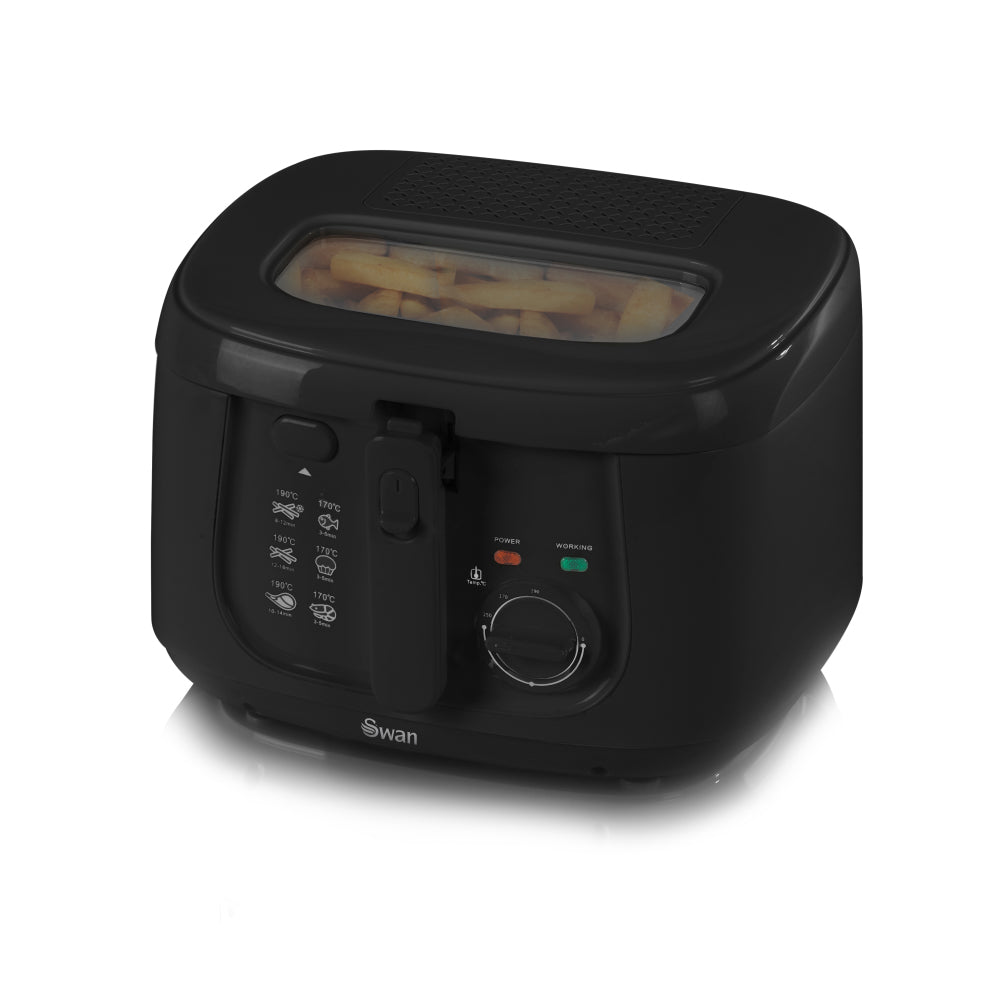 5055322517649 SWAN 2.5L Square Black Fryer SD6080BLKN Brambles Cookshop 1