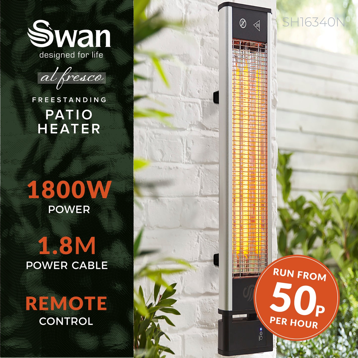 5055322535902 SWAN Wall Mounted Patio Heater SH16340N Brambles Cookshop 3