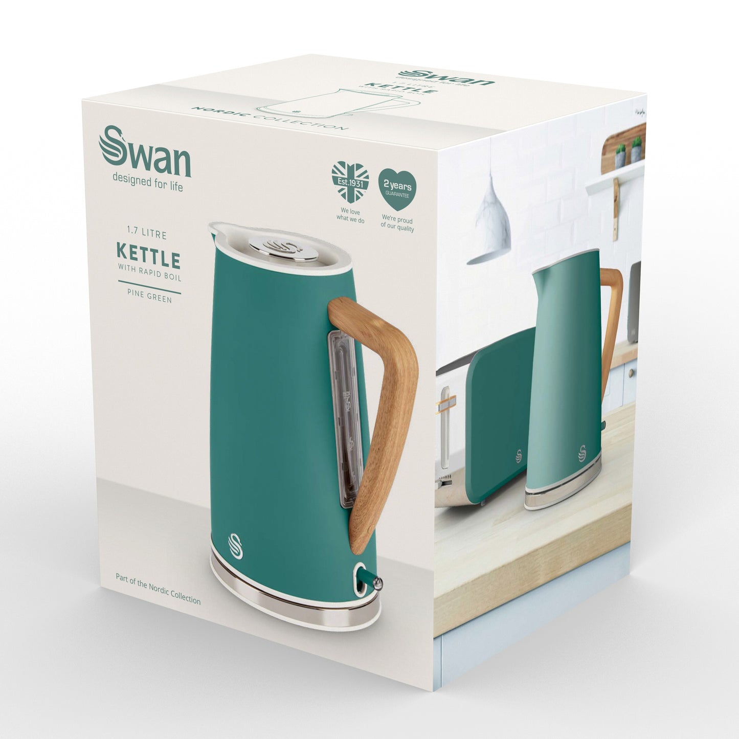 5055322539078 SWAN Swan 1.7L Nordic Style Cordless Kettle SK14610GREN Brambles Cookshop 10