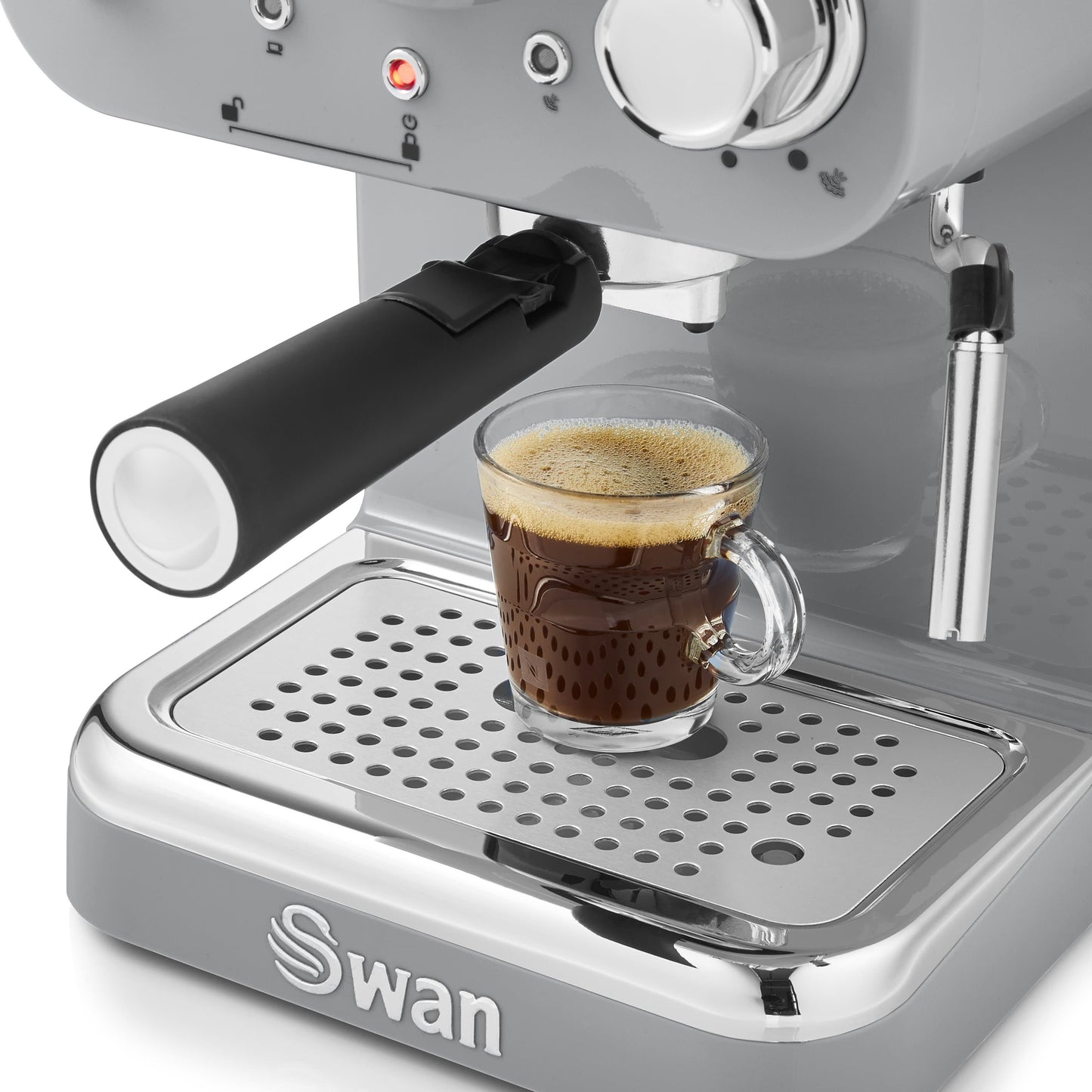 5055322531232 SWAN Swan Retro Pump Espresso Coffee Machine - Grey SK22110GRN Brambles Cookshop 6