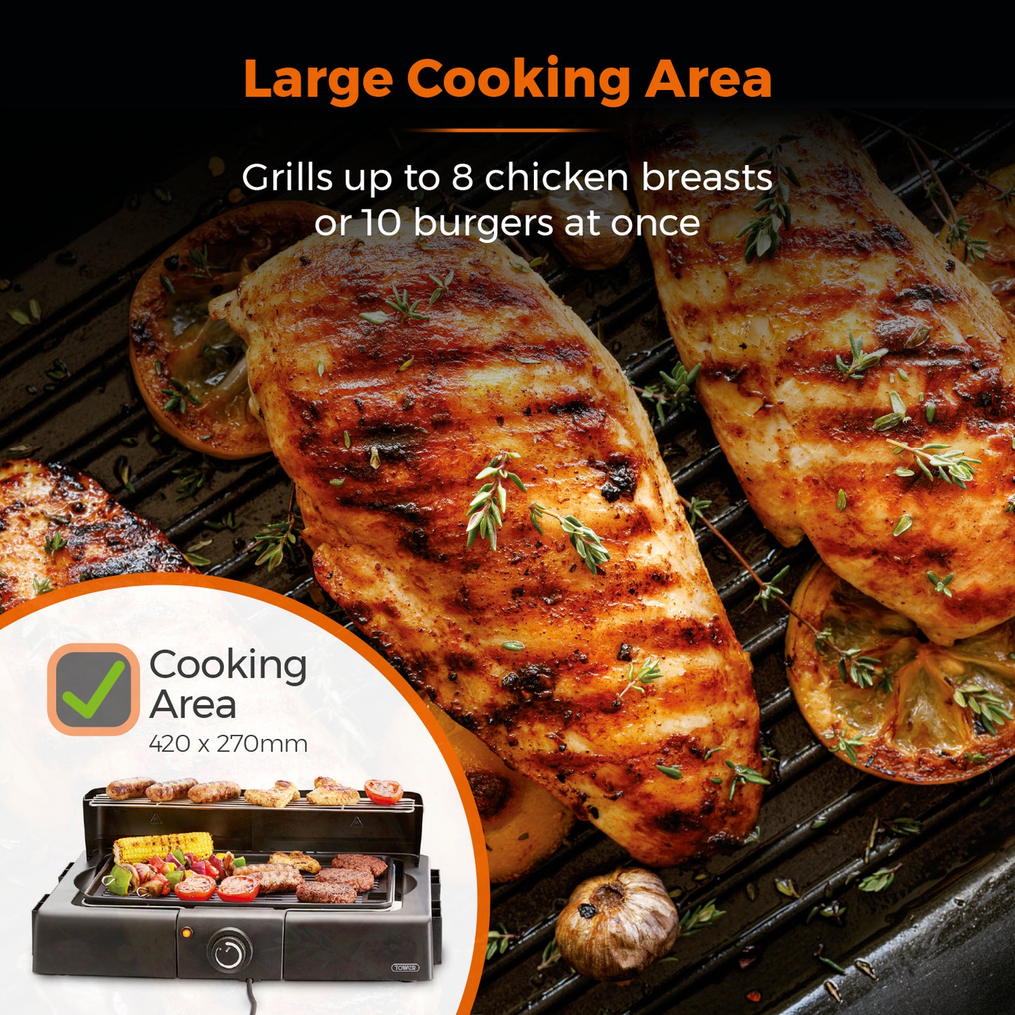 5056462319575 TOWER Standing Electric BBQ Grill Black T14049BMR Brambles Cookshop 5