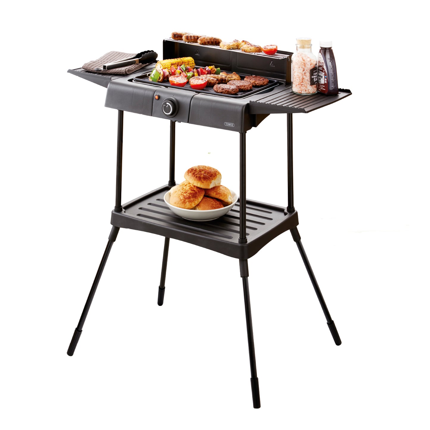 5056462319575 TOWER Standing Electric BBQ Grill Black T14049BMR Brambles Cookshop 1