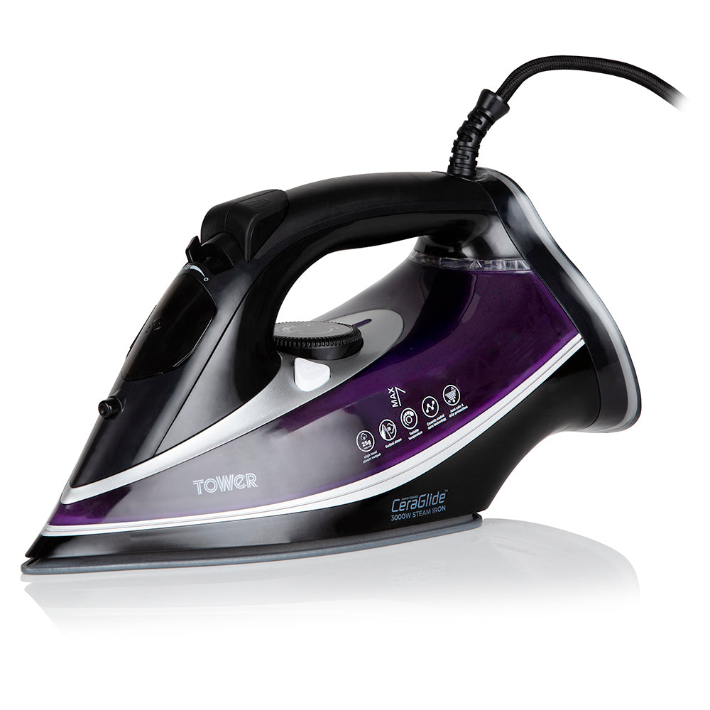 5056032952935 TOWER CeraGlide 3100W Ultra Speed Iron Black / Rose Gold T22013PR Brambles Cookshop 1