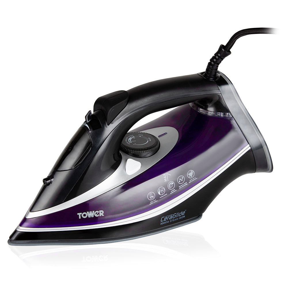 5056032952935 TOWER CeraGlide 3100W Ultra Speed Iron Black / Rose Gold T22013PR Brambles Cookshop 7