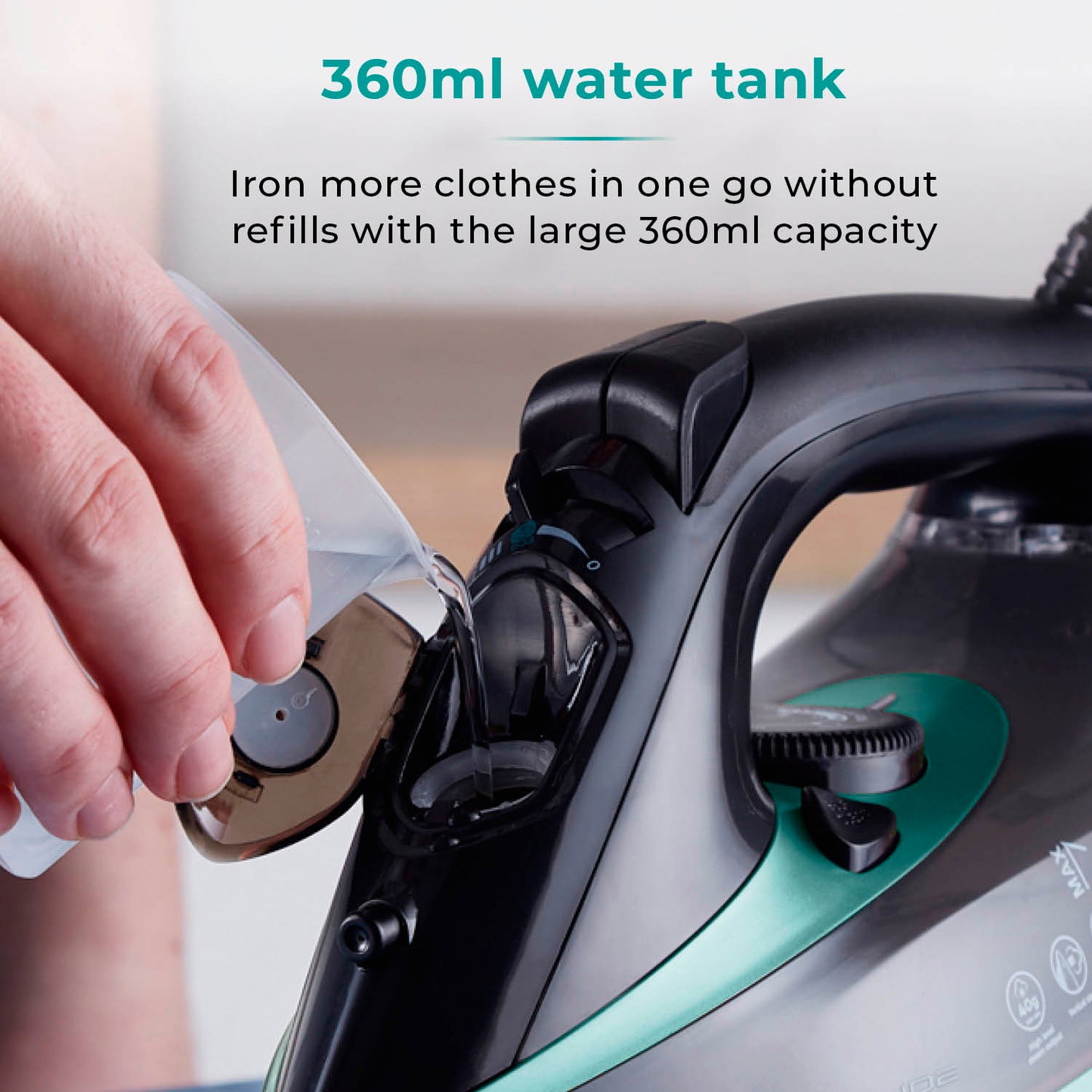 5056462352855 TOWER Ceraglide 3100W Iron Ultra Speed Black/Teal T22013TL Brambles Cookshop 6
