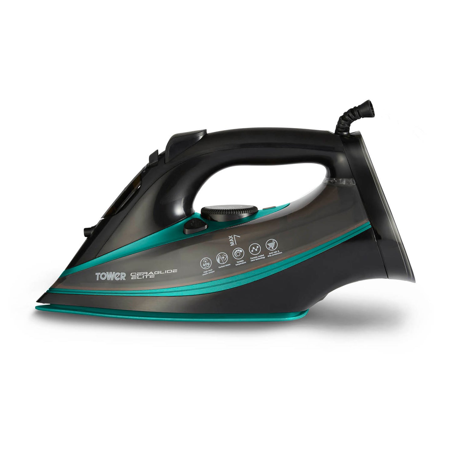 5056462352855 TOWER Ceraglide 3100W Iron Ultra Speed Black/Teal T22013TL Brambles Cookshop 1