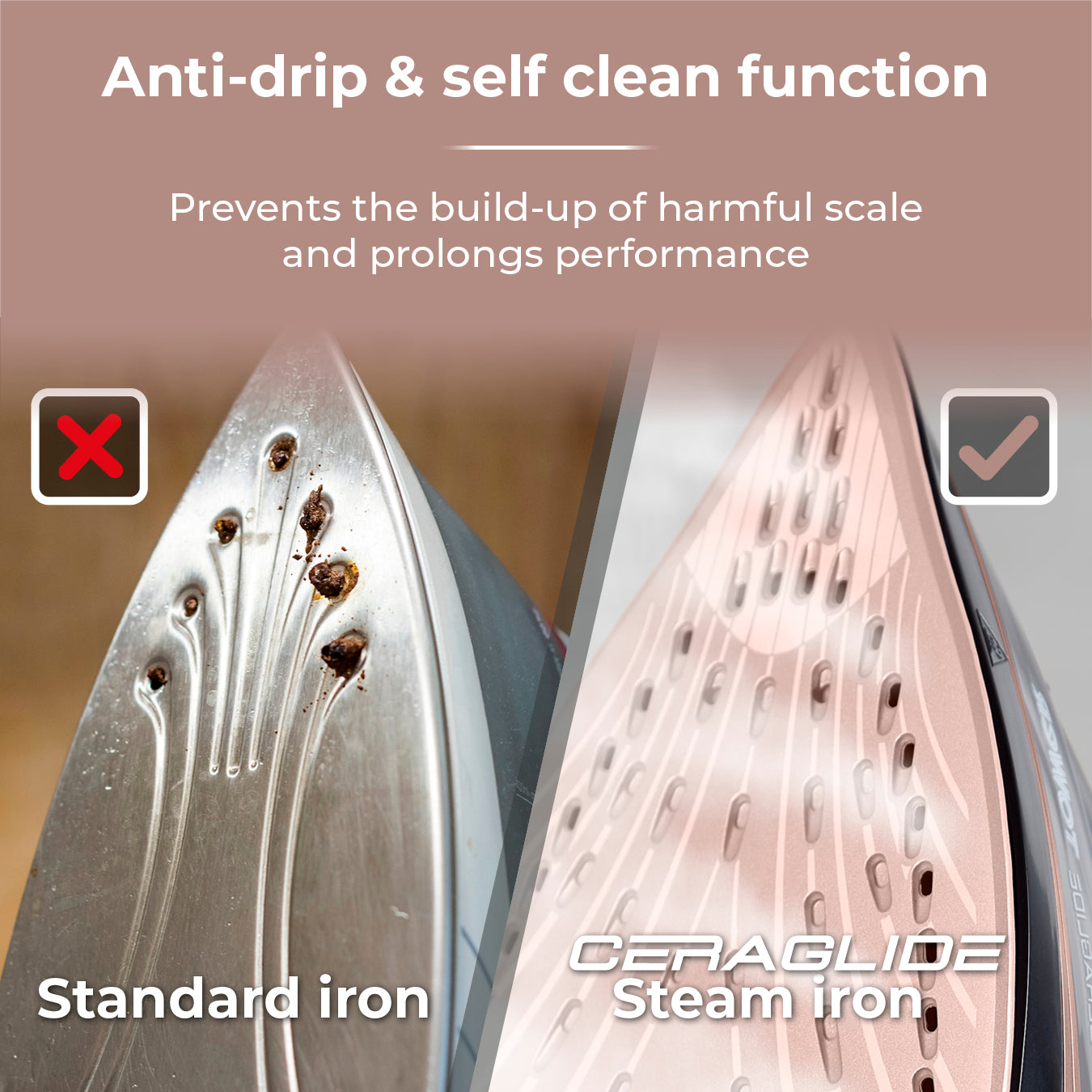 5056032954236 TOWER CeraGlide 3100W Ultra Speed Iron Black / Rose Gold T22013 Brambles Cookshop 7
