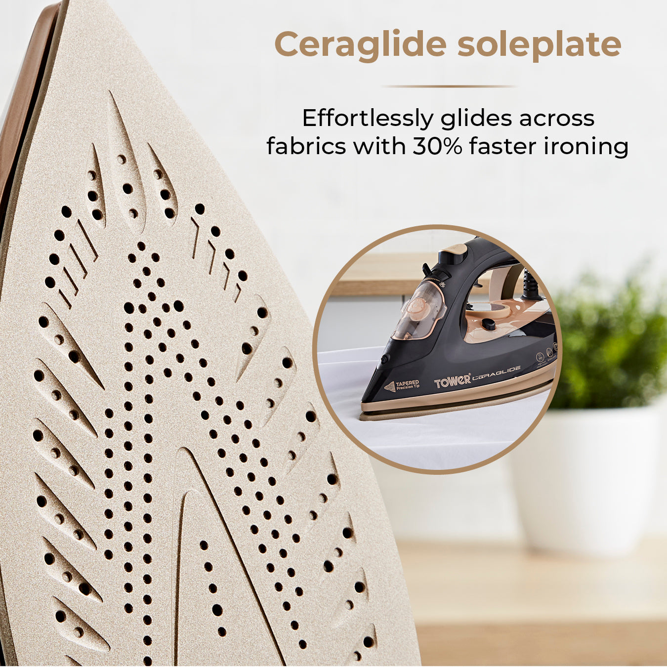 5056462300665 TOWER Ceraglide 3100W Steam Iron T22021GLD Brambles Cookshop 3