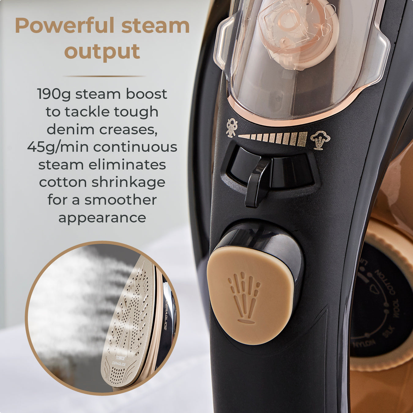 5056462300665 TOWER Ceraglide 3100W Steam Iron T22021GLD Brambles Cookshop 4