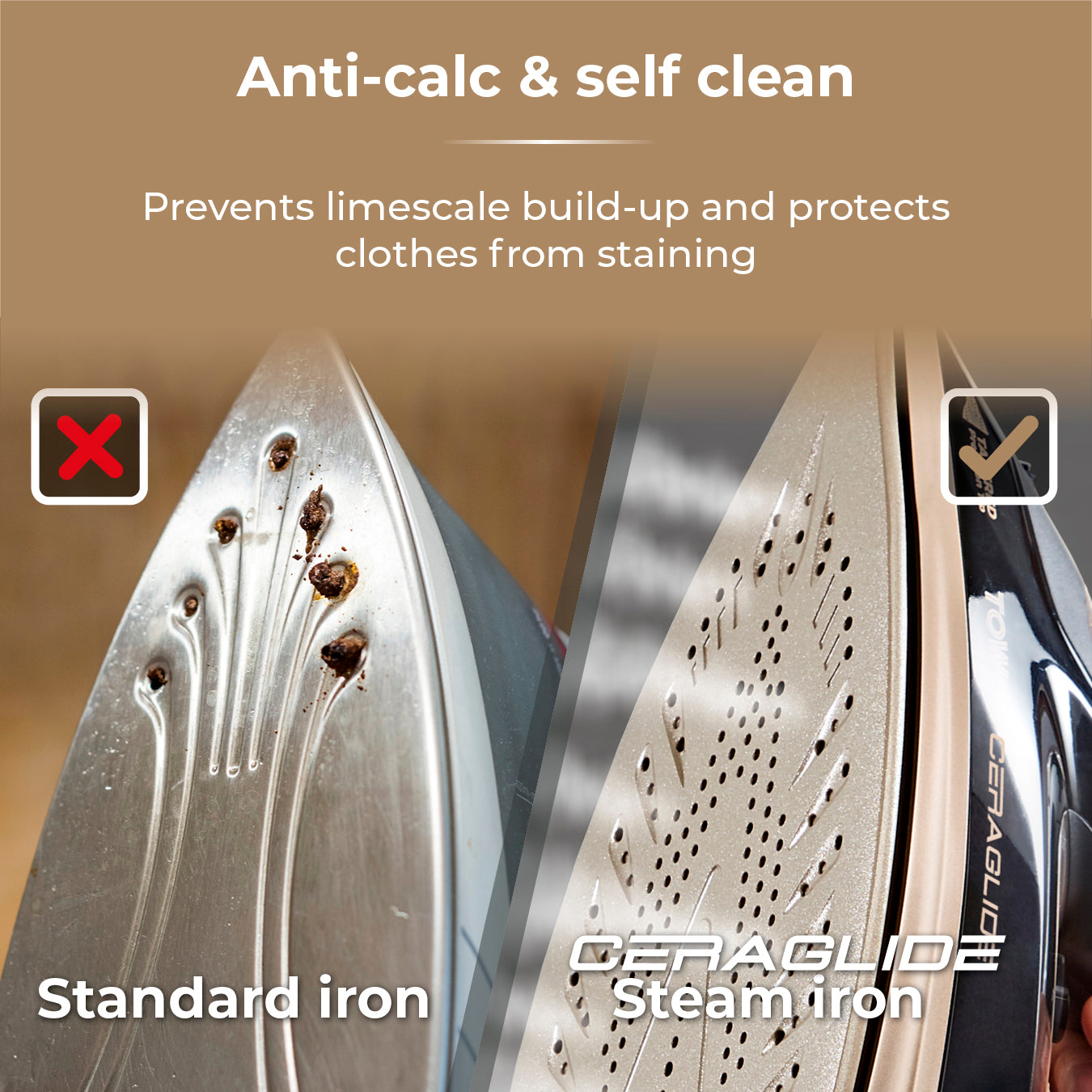 5056462300665 TOWER Ceraglide 3100W Steam Iron T22021GLD Brambles Cookshop 7