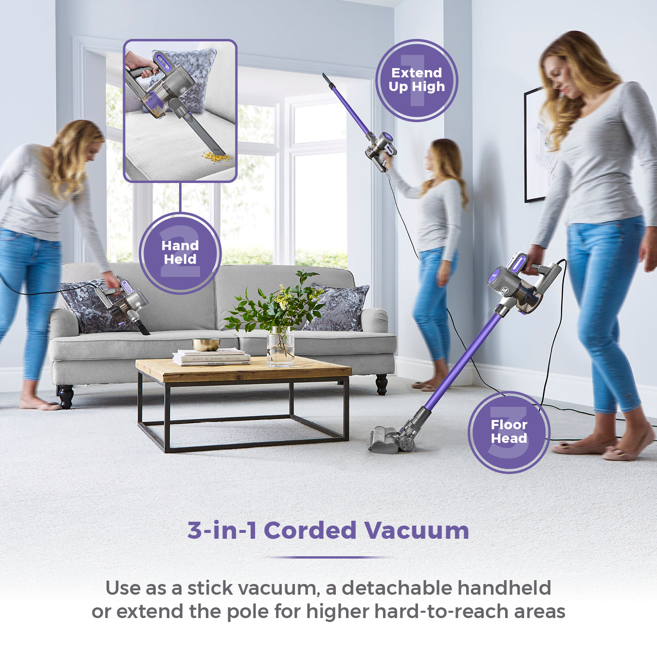 5056462346786 TOWER VL20 Pets Corded Stick 3 in 1 Corded Stick Vacuum Cleaner T513006PETS Brambles Cookshop 3