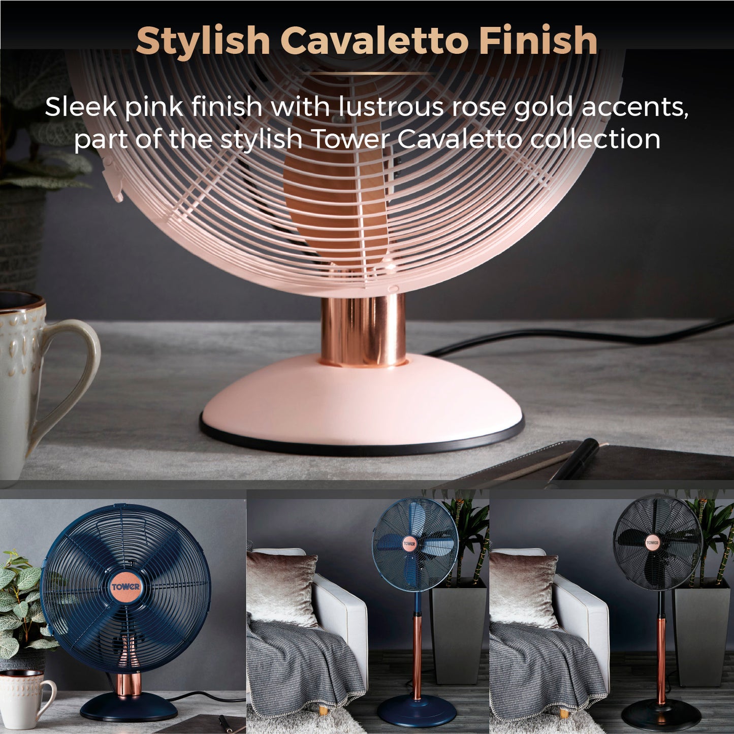 5056462328157 TOWER Cavaletto 12 Inch Metal Desk Fan T611000P Brambles Cookshop 7